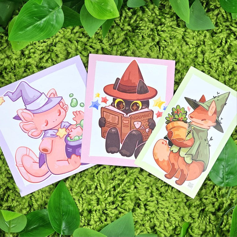 Cute Witch Animal Mini Prints!