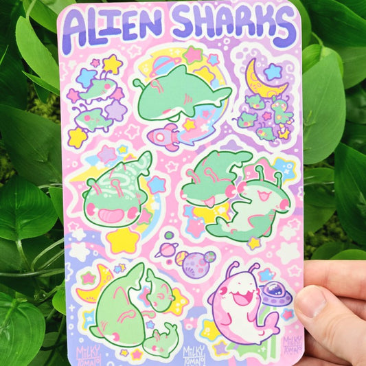 Alien Shark Sticker Sheet!