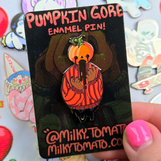 Gore Pumpkin Head In Red Sweater Enamel Pin