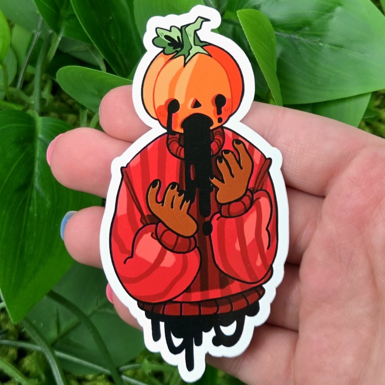 Gore Pumpkin Head In Red Sweater Sticker!