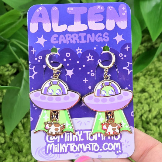 Alien Dangle Earrings Purple!