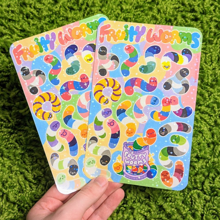 Fruity Worms Sparkly Pride Sticker Sheet