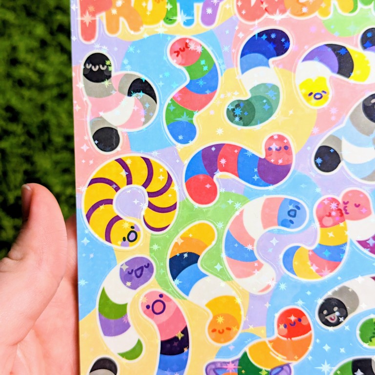Fruity Worms Sparkly Pride Sticker Sheet