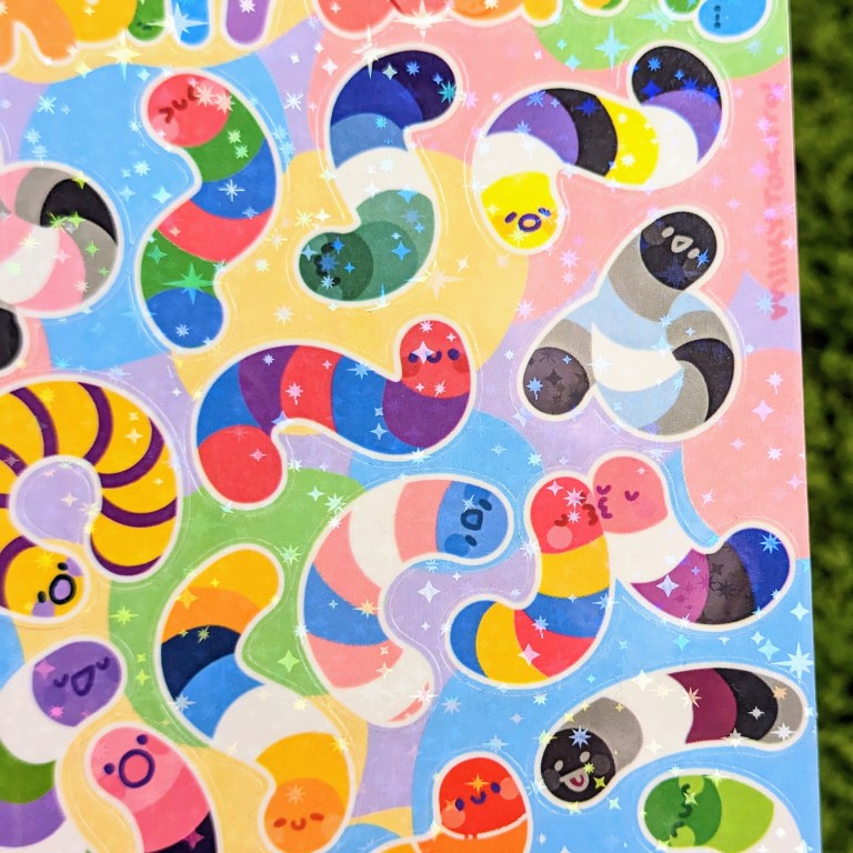 Fruity Worms Sparkly Pride Sticker Sheet