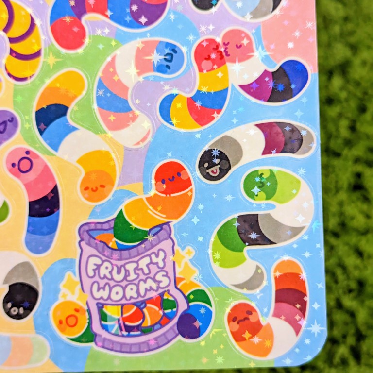 Fruity Worms Sparkly Pride Sticker Sheet