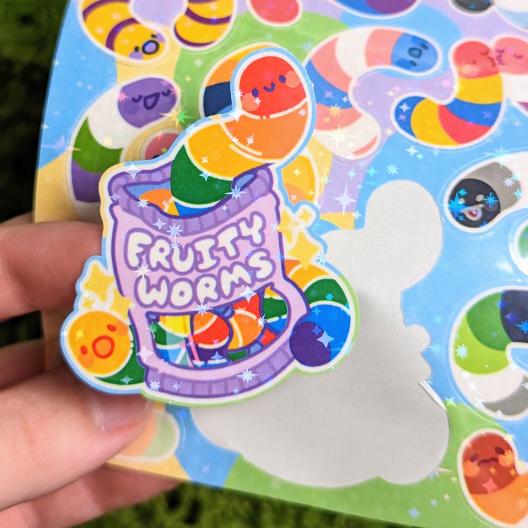Fruity Worms Sparkly Pride Sticker Sheet