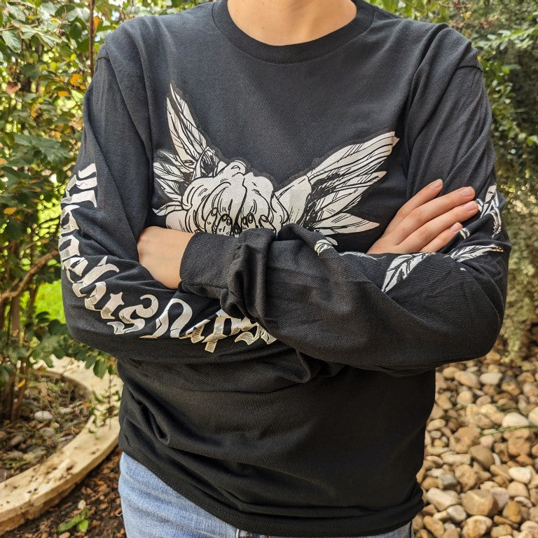 Long-Sleeved Black Fallen Angel T-Shirt - FRONT IMAGE