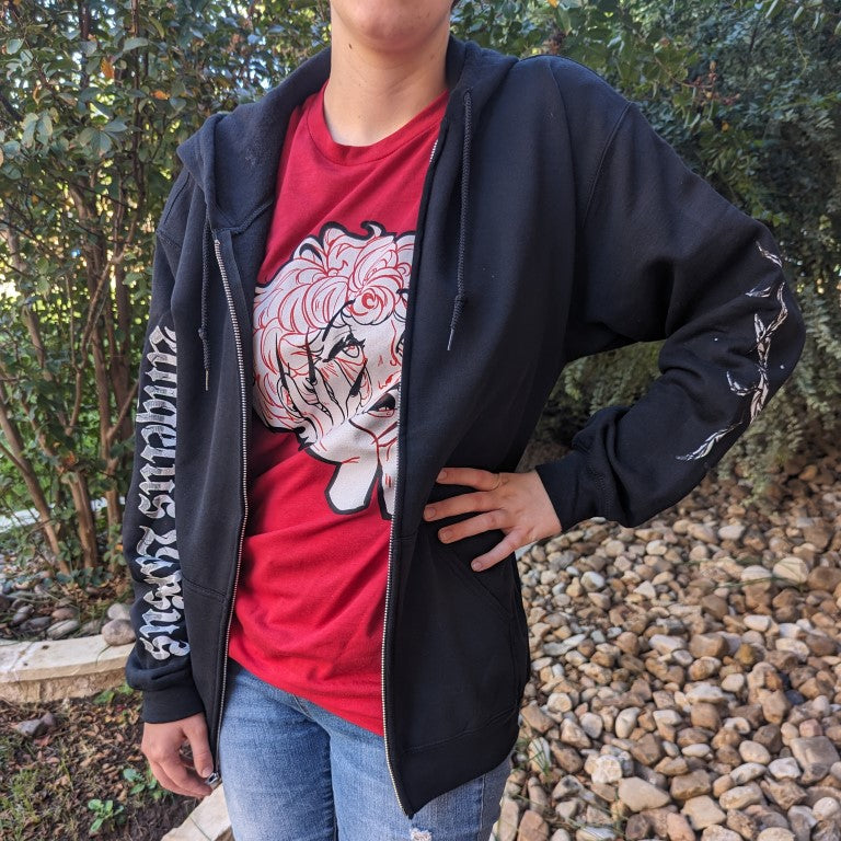 Black Fallen Angel Zip-Up Jacket