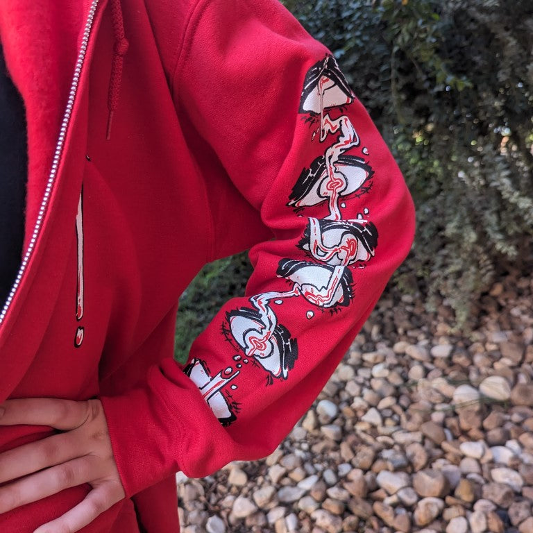 Red Droopy Eye Girl Zip-Up Jacket