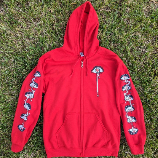 Red Droopy Eye Girl Zip-Up Jacket