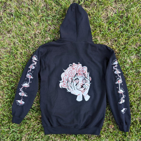 Black Droopy Eye Girl Zip-Up Jacket