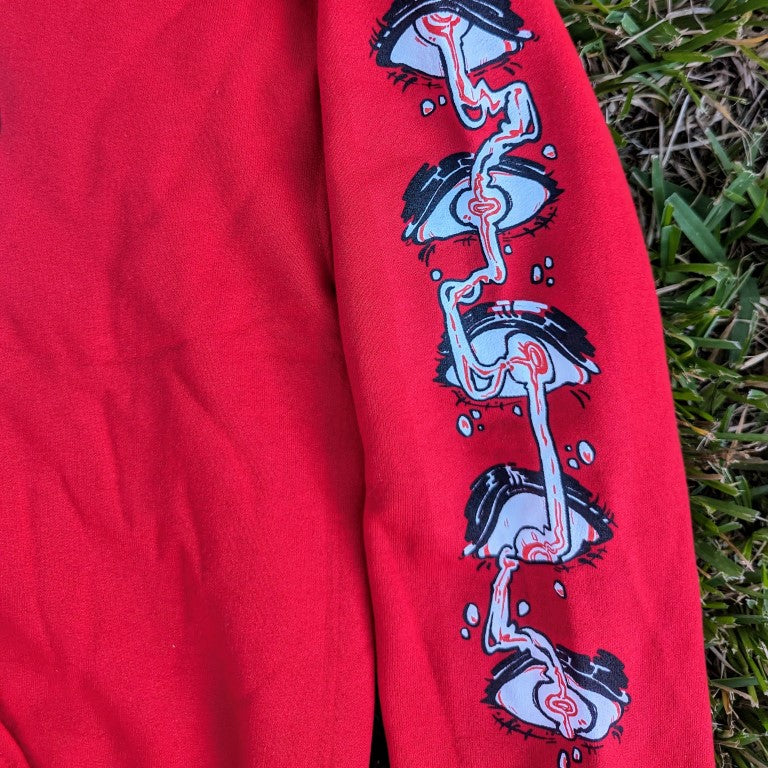 Red Droopy Eye Girl Front Image Hoodie