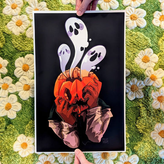 Haunted Pumpkin Head Extra Large Print 11x17