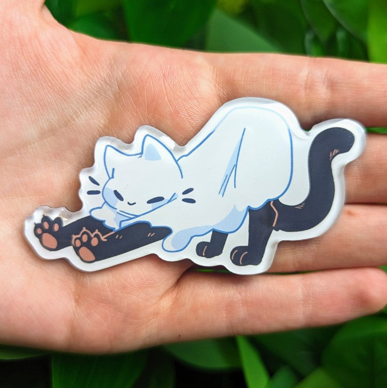 Stretching Ghost Cat Magnet