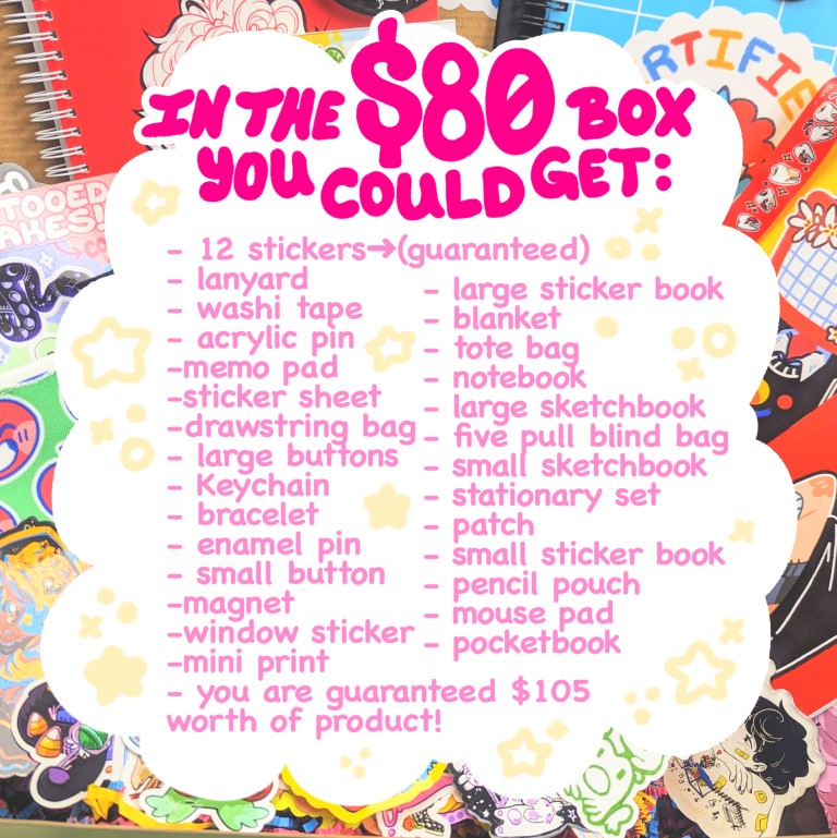 Explanation of what might come in a $80 mystery gift box