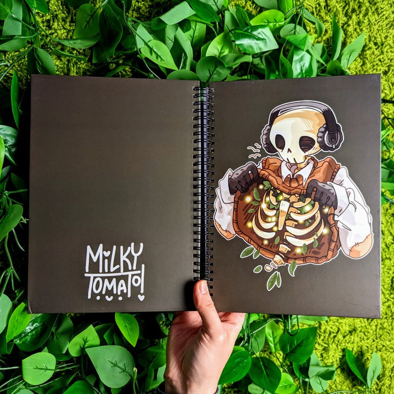 Chilling Skeleton with Fireflies Notebook