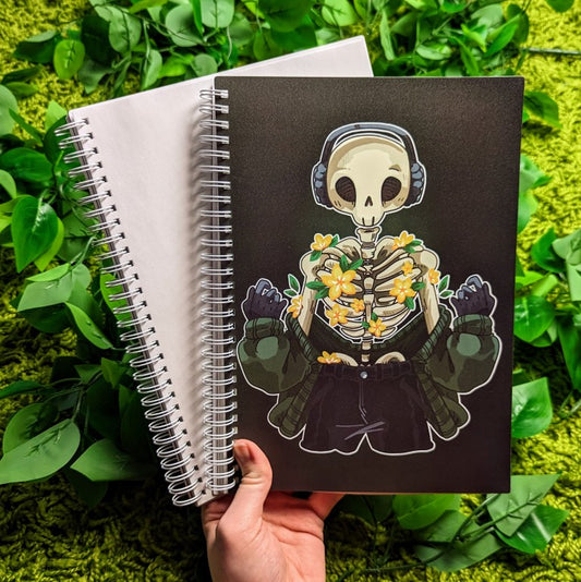 Chilling Skeleton with Flowers Large Reusable Sticker Book