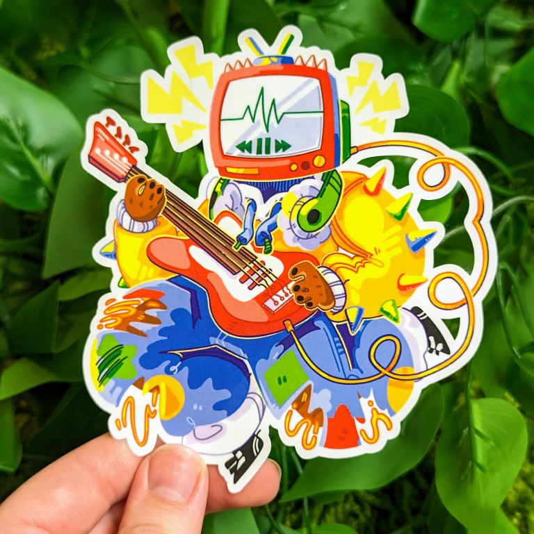 Kidcore Punk TV Head Stickers