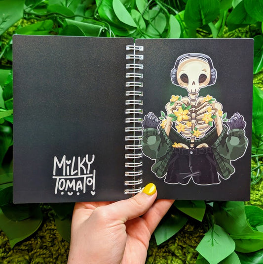 Chilling Skeleton with Flowers Small Reusable Sticker Book