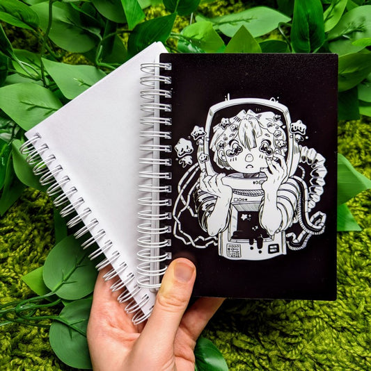 Space Girl V2 Black and White Small Reusable Sticker Book