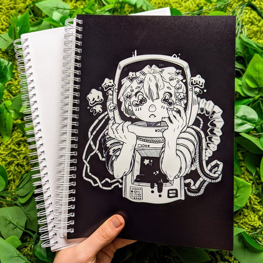 Space Girl V2 Black and White Large Reusable Sticker Book
