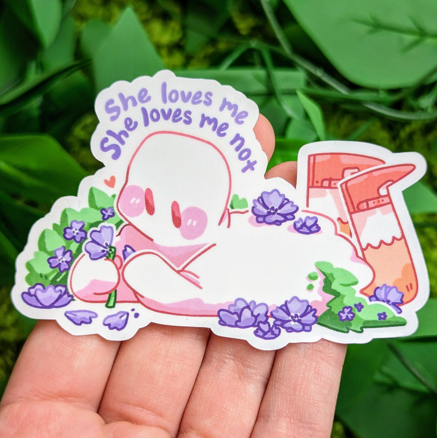 Valentine Flower Ghost with Text Stickers
