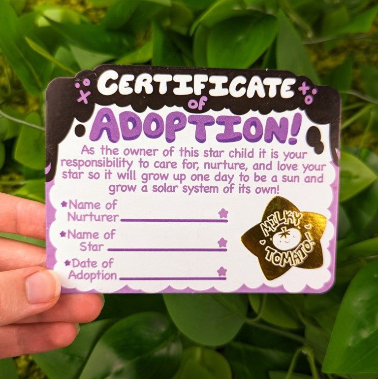 Star baby certificate of adoption.