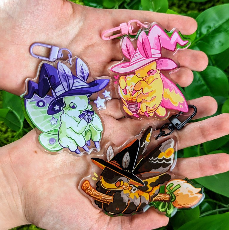 Moth Witch Keychains