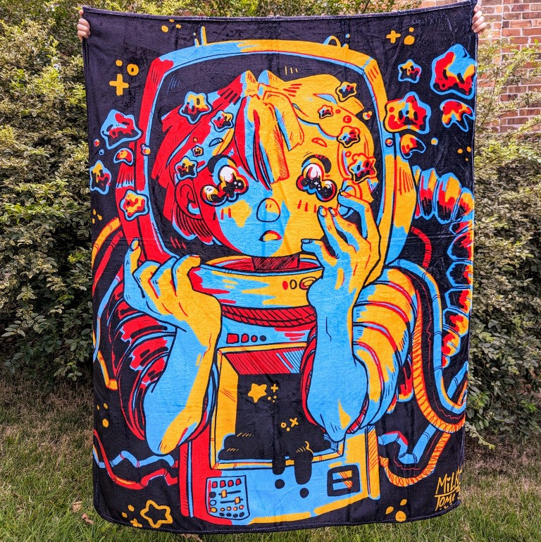 Space Girl V2 Saturated Throw Blanket