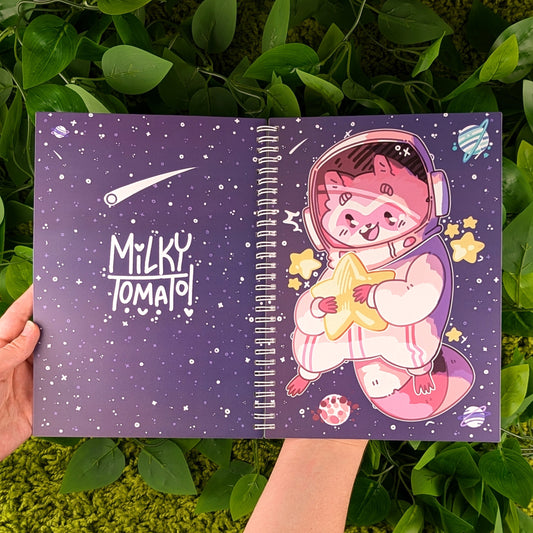 Pink Space Raccoon Large Reusable Sticker Book