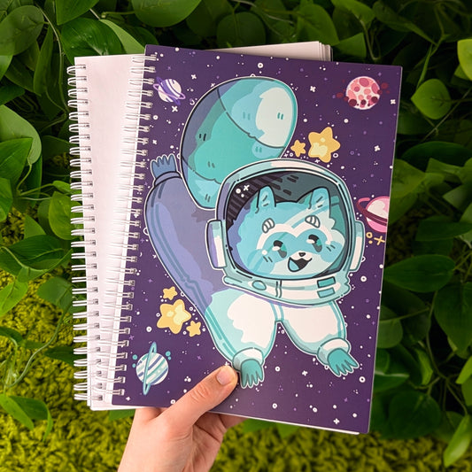 Teal Space Raccoon Large Reusable Sticker Book