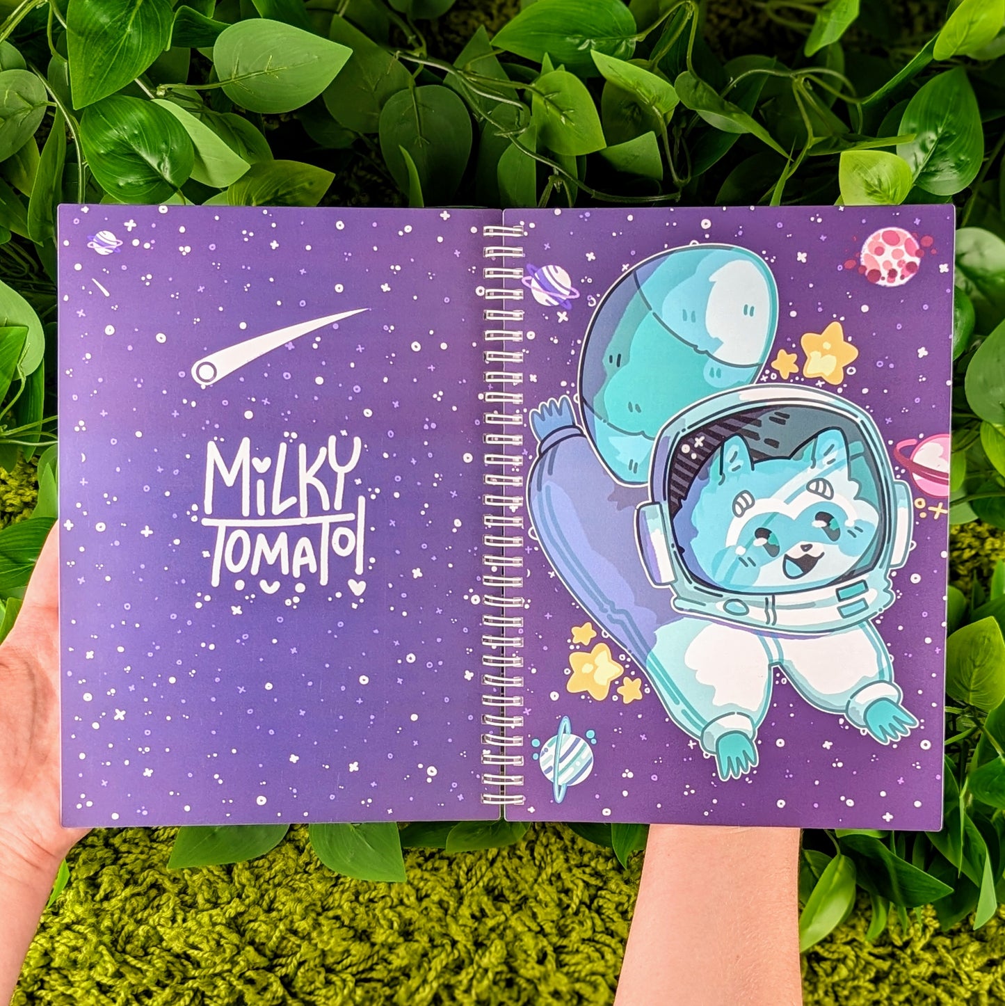 Teal Space Raccoon Large Reusable Sticker Book