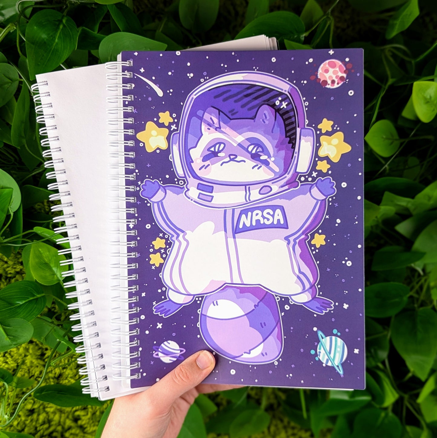 Purple Space Raccoon Large Reusable Sticker Book
