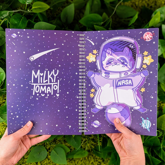Purple Space Raccoon Large Reusable Sticker Book
