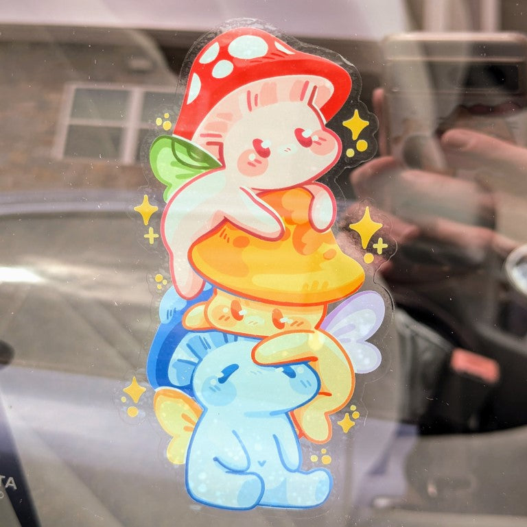 Mushroom Fairies Stack window sticker on car