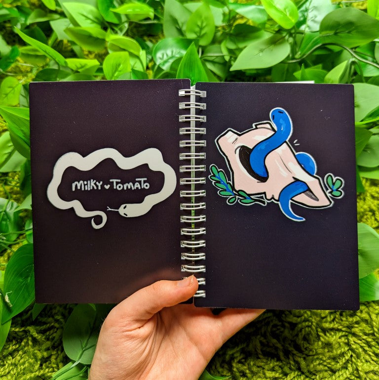 Front and back of animal skull and snake sticker book