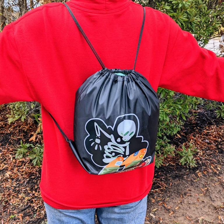 Skeleton Ghost Skater Drawstring Bag
