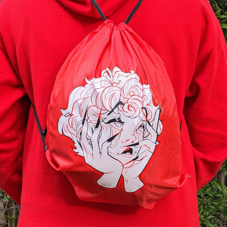 Droopy Eye Girl Drawstring Bag