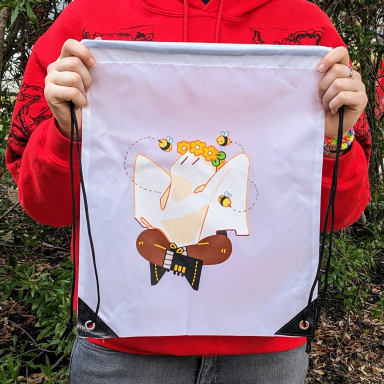 Bee Ghost Drawstring Bag