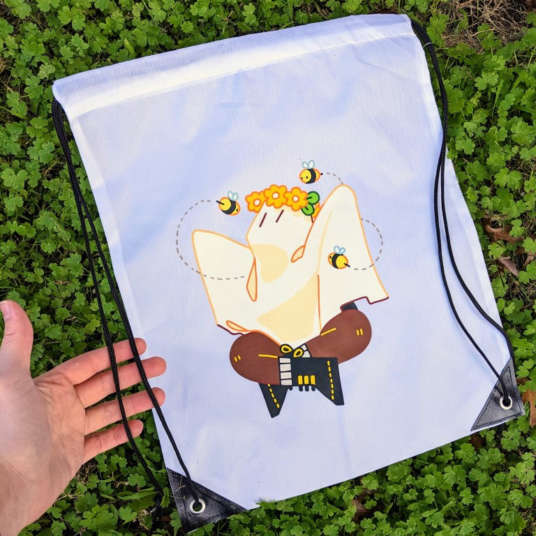 Bee Ghost Drawstring Bag