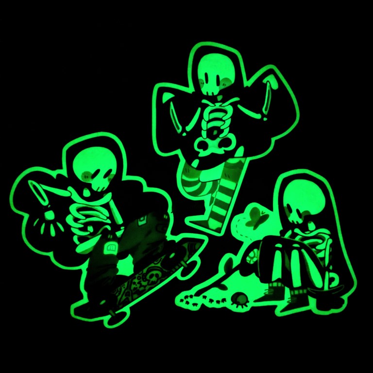 Glow in the Dark Skeleton Ghost Stickers