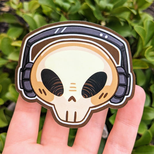 Aesthetic Skeleton Head Sticker with brown accents.