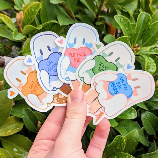Candy Heart Ghost Stickers!