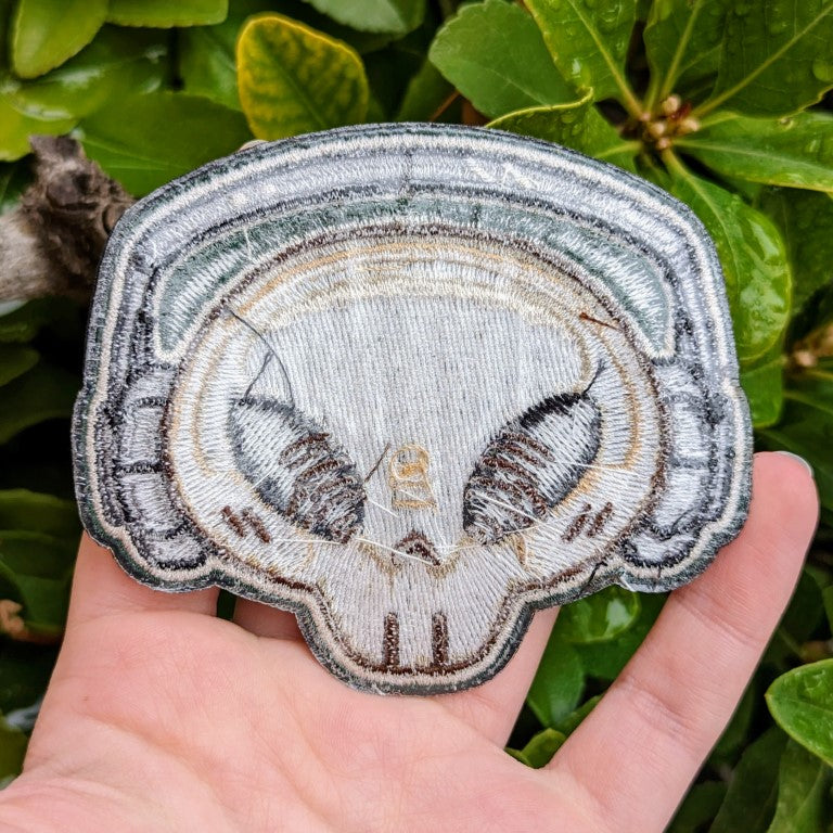 Back of aesthetic skeleton head patch.