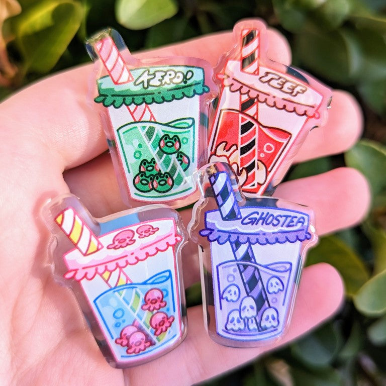 Cute Boba Cup Acrylic Pins