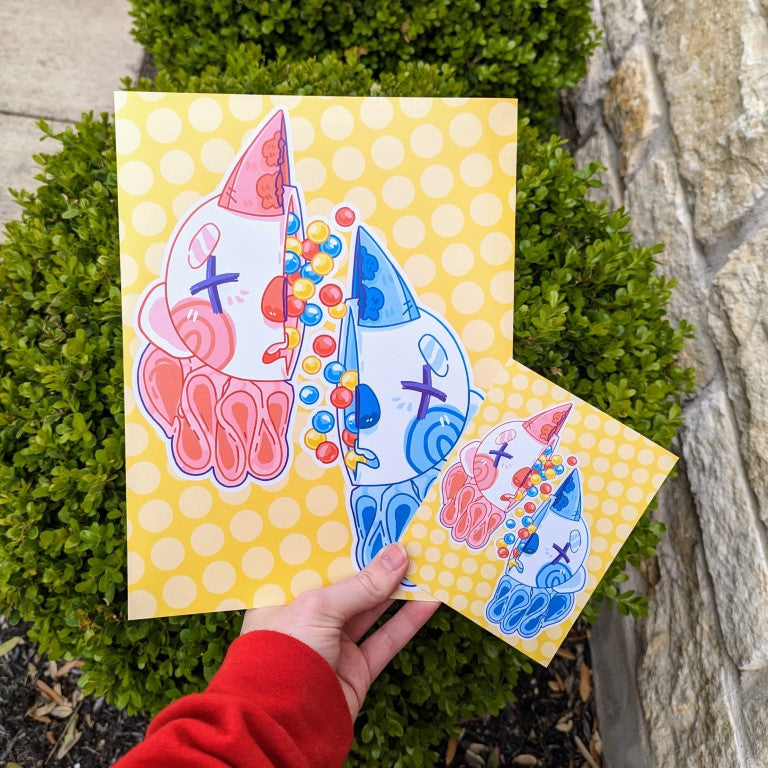 Split Gum Ball Clown Duo Print