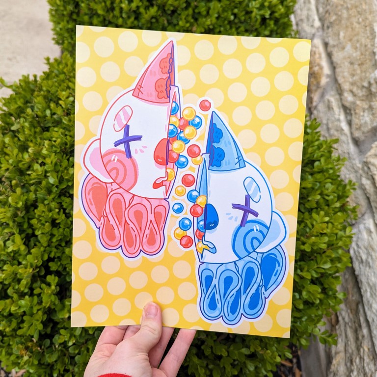 Split Gum Ball Clown Duo Print