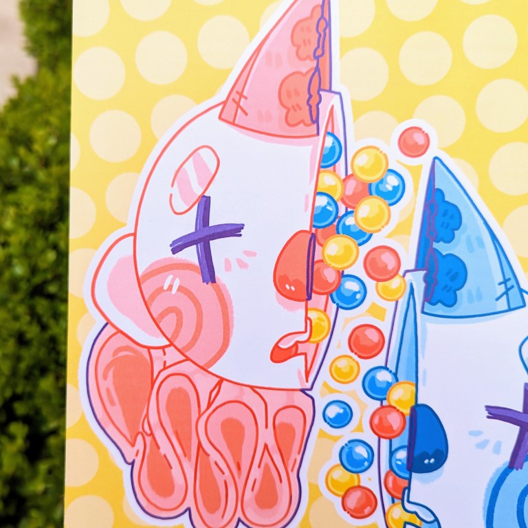 Split Gum Ball Clown Duo Print