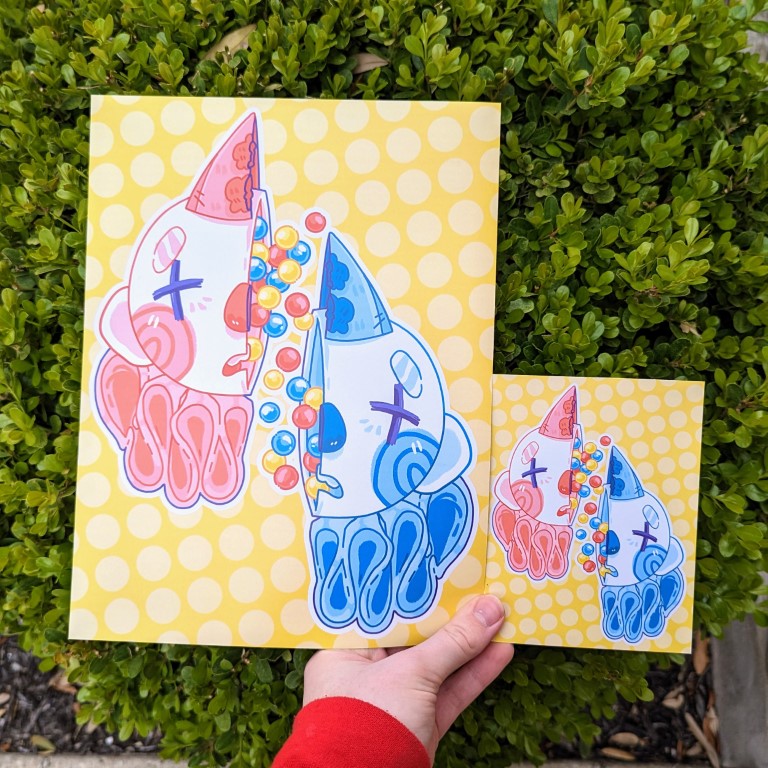 Split Gum Ball Clown Duo Print
