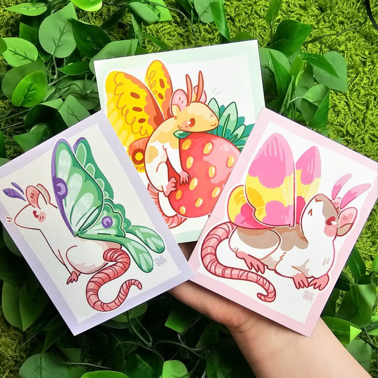 Moth Rat Mini Prints